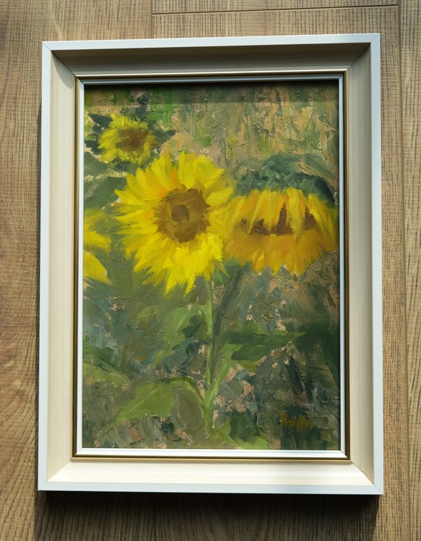 Sunflower painting framed