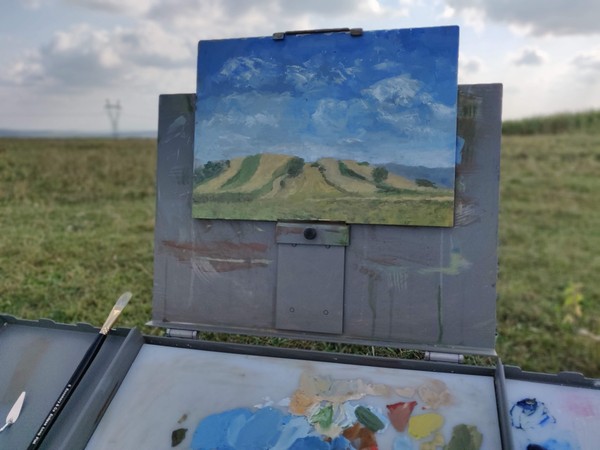 Windy landscape painting