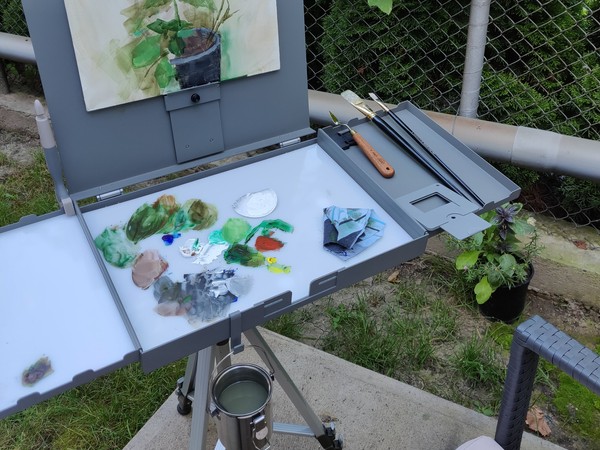 Painting on an easel
