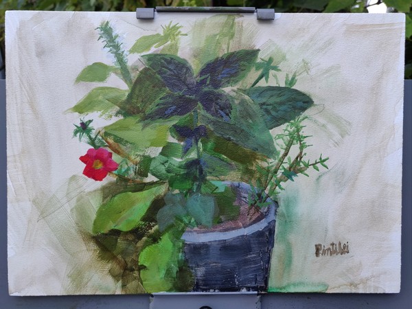 Painting of a flower pot